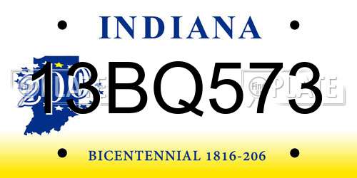 13BQ573 Indiana License Plate