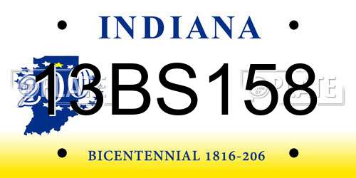 13BS158 Indiana License Plate