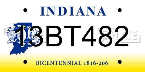 13BT482 Indiana License Plate