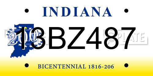 13BZ487 Indiana License Plate