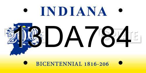 13DA784 Indiana License Plate