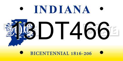 13DT466 Indiana License Plate