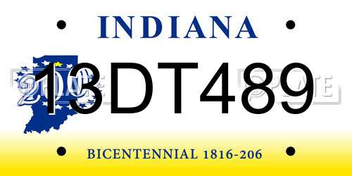 13DT489 Indiana License Plate