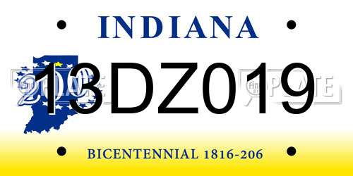 13DZ019 Indiana License Plate