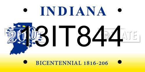 13IT844 Indiana License Plate