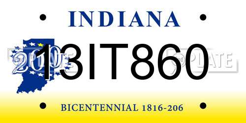 13IT860 Indiana License Plate