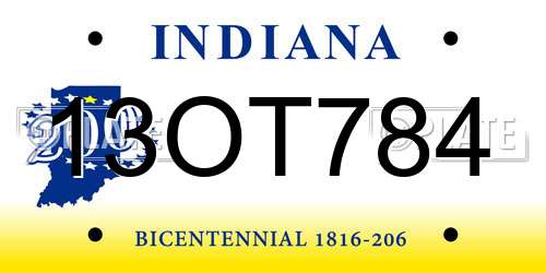 13OT784 Indiana License Plate