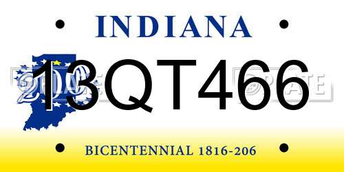 13QT466 Indiana License Plate