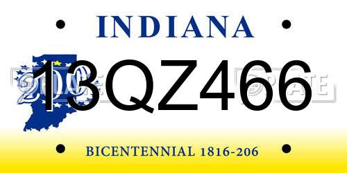 13QZ466 Indiana License Plate