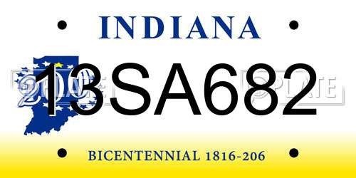 13SA682 Indiana License Plate