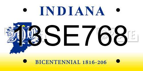 13SE768 Indiana License Plate
