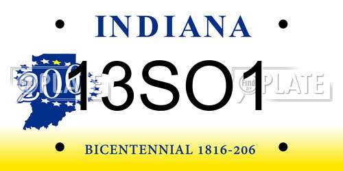 13SO1 Indiana License Plate