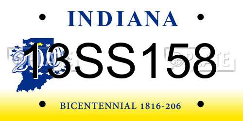 13SS158 Indiana License Plate