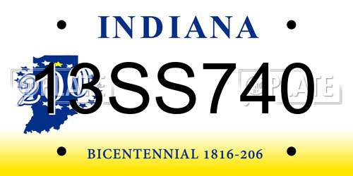 13SS740 Indiana License Plate