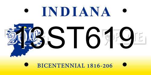 13ST619 Indiana License Plate