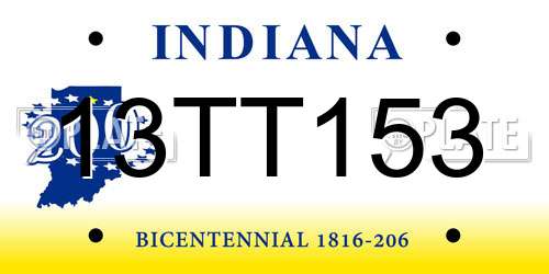 13TT153 Indiana License Plate