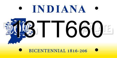 13TT660 Indiana License Plate