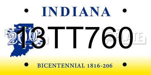 13TT760 Indiana License Plate