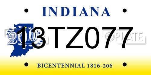 13TZ077 Indiana License Plate