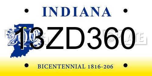 13ZD360 Indiana License Plate