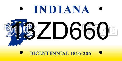 13ZD660 Indiana License Plate