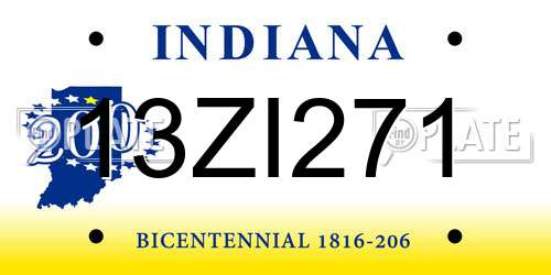 13ZI271 Indiana License Plate