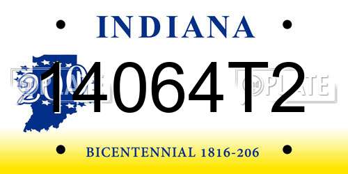 14064T2 Indiana License Plate