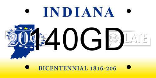 140GD Indiana License Plate
