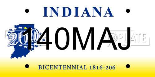 140MAJ Indiana License Plate