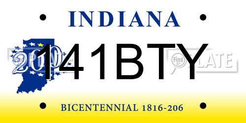 141BTY Indiana License Plate