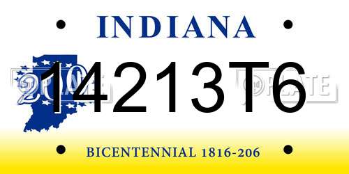 14213T6 Indiana License Plate