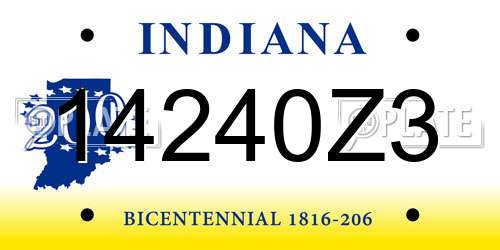 14240Z3 Indiana License Plate
