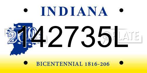 142735L Indiana License Plate