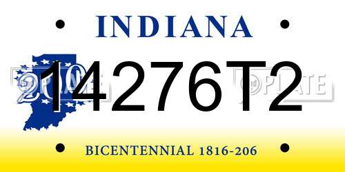 14276T2 Indiana License Plate