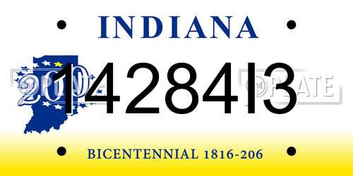 14284I3 Indiana License Plate
