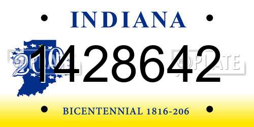 1428642 Indiana License Plate