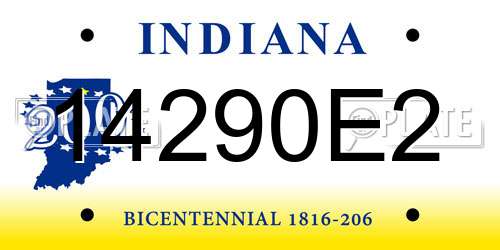 14290E2 Indiana License Plate
