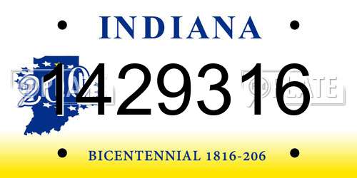 1429316 Indiana License Plate