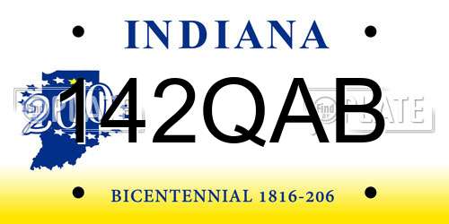 142QAB Indiana License Plate