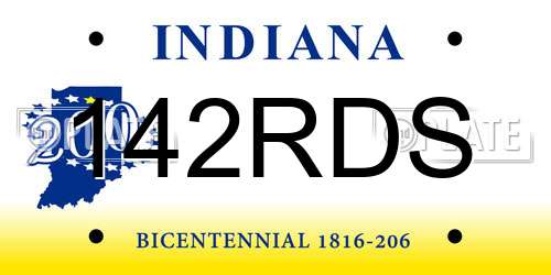 142RDS Indiana License Plate