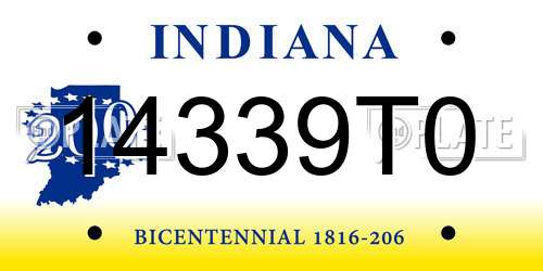 14339T0 Indiana License Plate