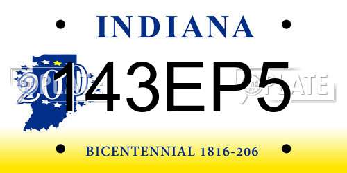 143EP5 Indiana License Plate
