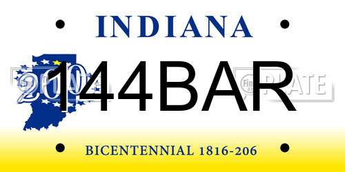144BAR Indiana License Plate