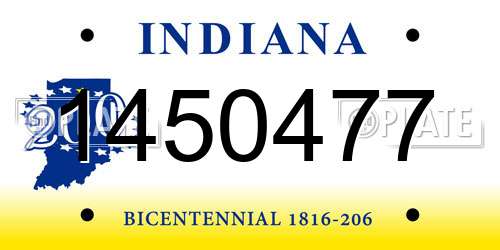 1450477 Indiana License Plate