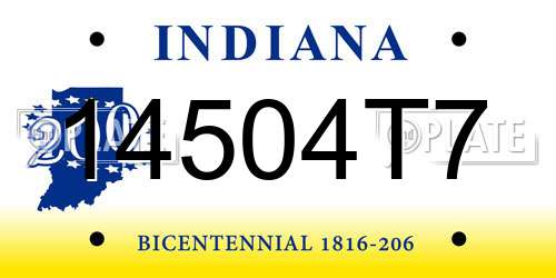 14504T7 Indiana License Plate