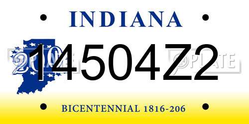 14504Z2 Indiana License Plate