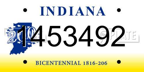 1453492 Indiana License Plate