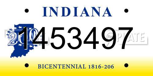 1453497 Indiana License Plate