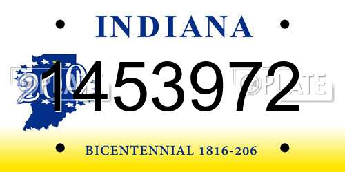 1453972 Indiana License Plate