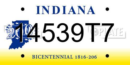 14539T7 Indiana License Plate